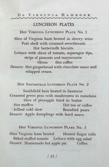 (*NEW ARRIVAL*) (Virginia) F. Meredith Dietz, ed. De Virginia Hambook by De Ol' Virginia Hamcook: Recipes, Party Suggestions, Dances, Luncheon Parties, Menus, Philosophy