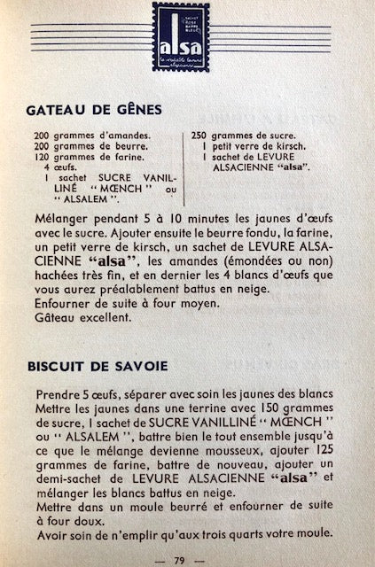 (Pastry - Alsace) Les Bonnes Recettes "Alsa": Tome Premier - Patisseries.