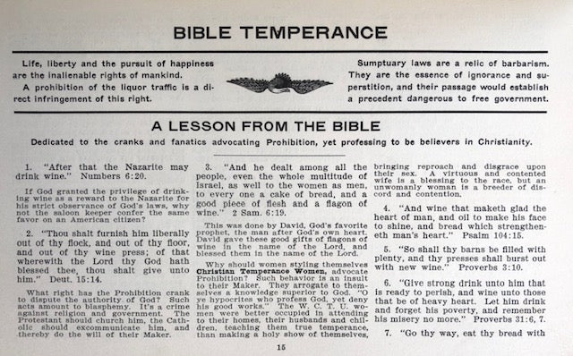 (Temperance) Rev. Orin B. Whitmore. Bible Wines vs. the Saloon Keeper's Bible: A Study of the Two-Wine Theory of the Scriptures and an arraignment of the argument for Biblical sanction of the use of Intoxicants.