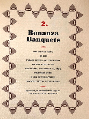 (California) Book Club of California.  Bonanza Banquets, 1-12.