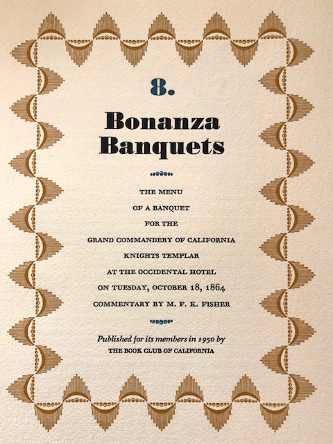 (California) Book Club of California.  Bonanza Banquets, 1-12.