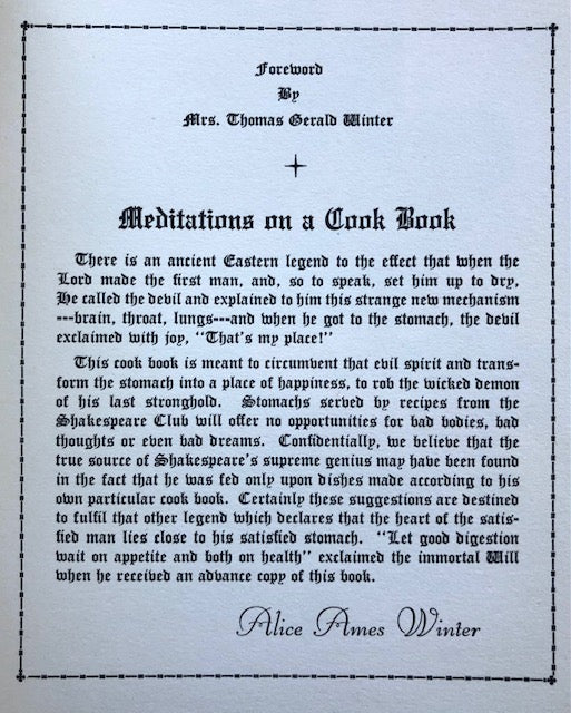 (California- Pasadena) Murray, Jean Howell, ed. "Dainties That Are Bred In a Book": Shakespeare Club Cook Book.