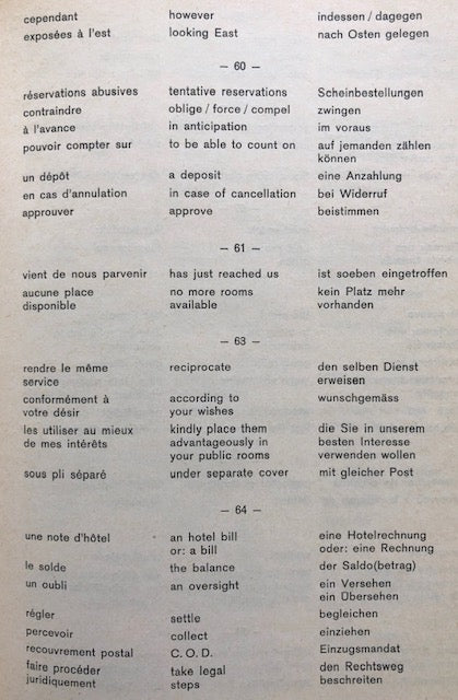 (Hotels) Wildermuth, J.R. &amp; P. Barraud. Correspondence Hoteliere Francaise. 