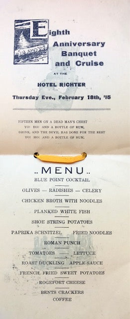 Hotel Richter. Prost: Eighth Anniversary Banquet and Cruise at the Hotel Richter Menu