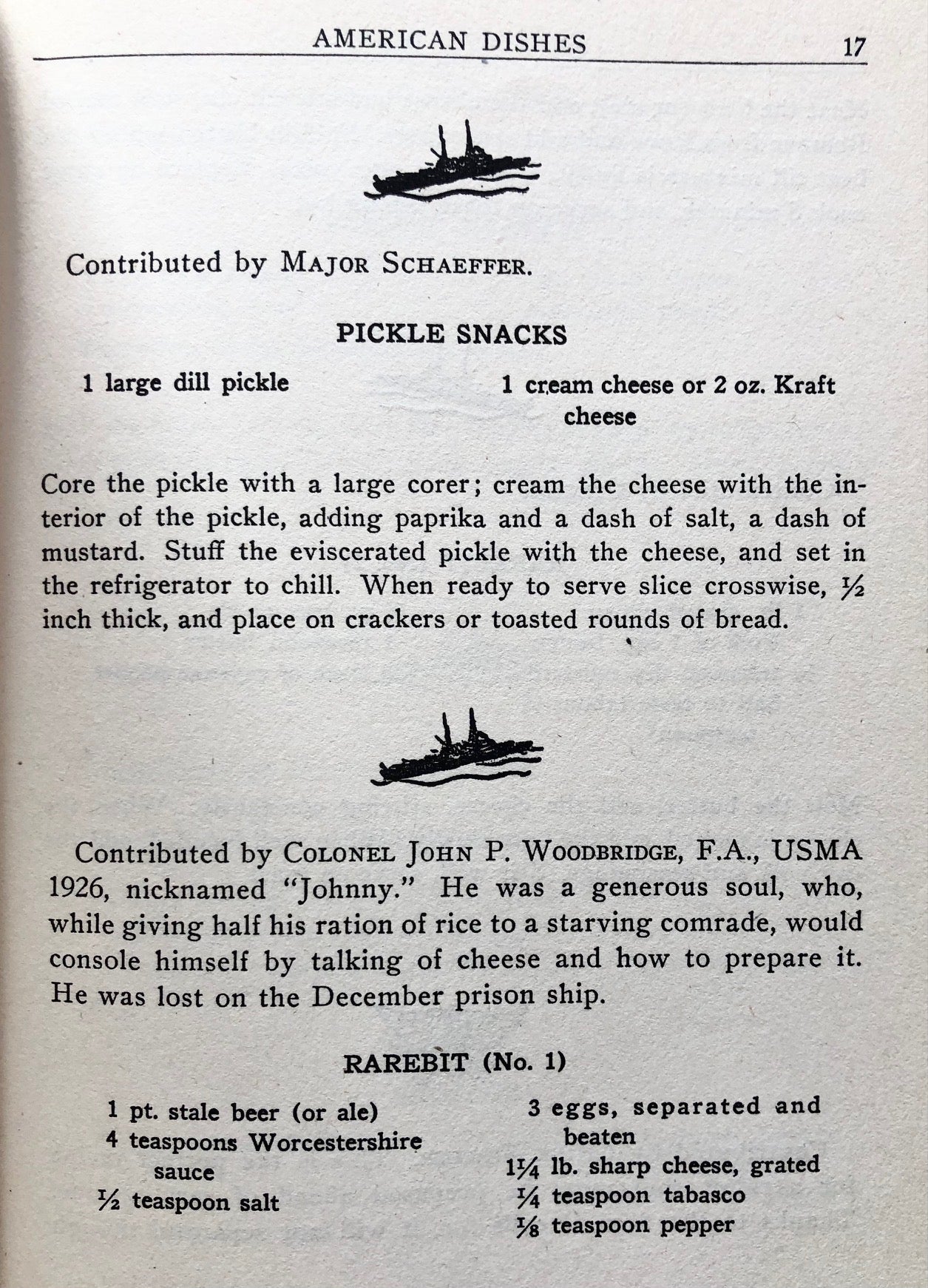 (WWII) Co. Halstead C. Fowler & Dorothy Wagner. Recipes Out of Bilibid.