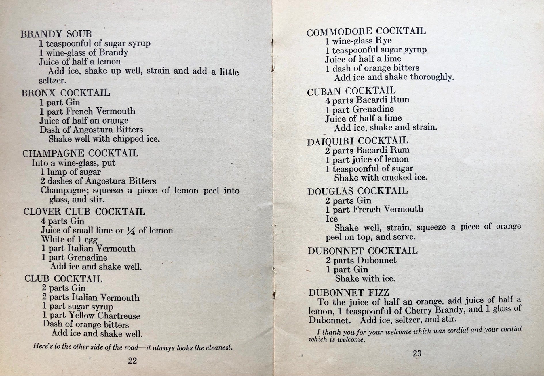 (Cocktails) George Belth & J. Michael Fain. Household Guide to Wines and Liquors.