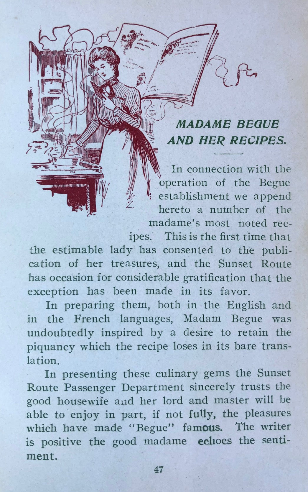 (Southern - New Orleans) Mme. Begue. Mme. Begue and Her Recipes: Old Creole Cookery.