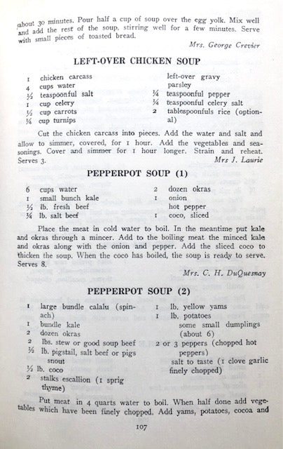 (Jamaican) Jamaica Society for the Blind.  Recipe Round-Up: A Book of Favourite Recipes, collected in Mandeville and sold in aid of the Jamaica Society for the Blind.