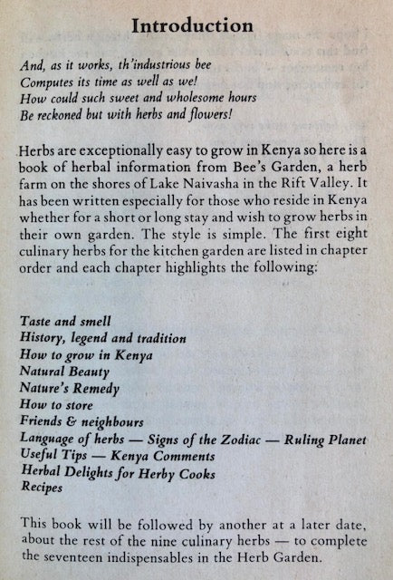 (African) 'Bee' Stephenson. Herbal Secrets from a Kenya Garden.