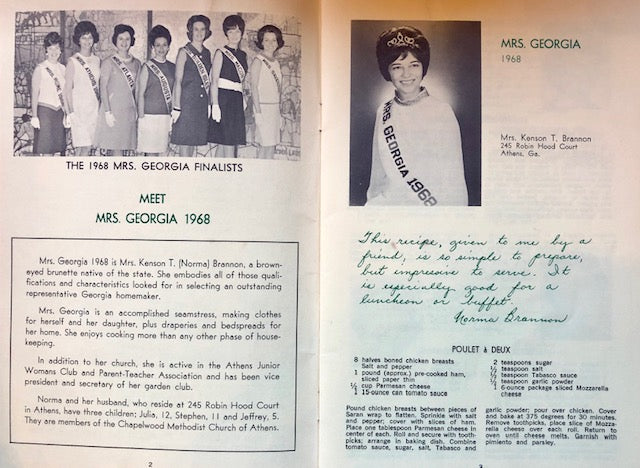 (Southern - Georgia) 1968 Mrs. Georgia Recipe Book.