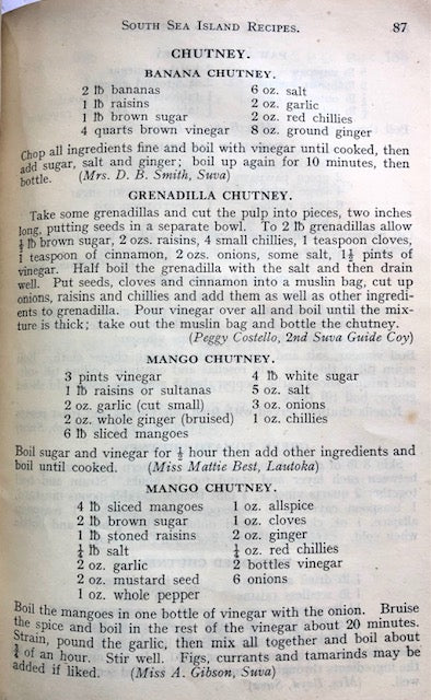 (Polynesia) Girl Guides' Association.  South Sea Island Recipes.