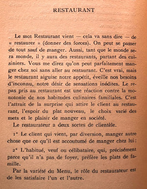 (French - Paris) Bodet, R. Toques Blanches et Habits Noirs: L’Hotel et le Restaurant Autrefois et Aujourh’hui.