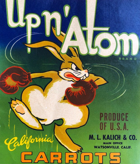 (Crate Label) Up n' Atom Brand California Carrots.