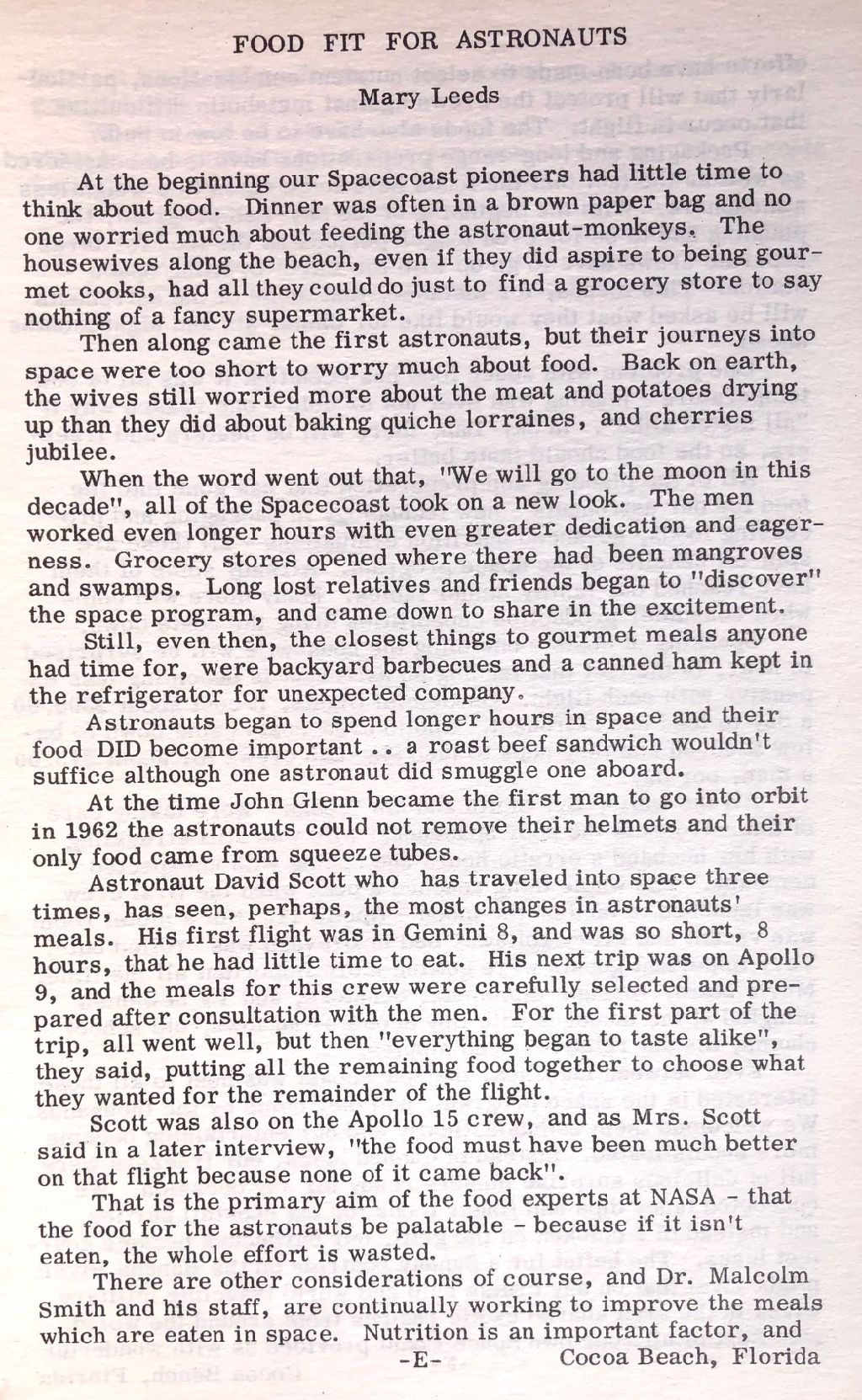 (*NEW ARRIVAL*) (Astronomy) Cocoa Beach Woman's Club. Out of This World Cook Book