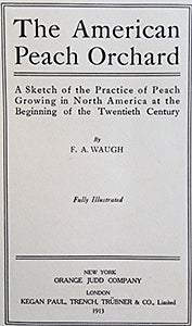 (Peaches) Waugh, F.A. The American Peach Orchard: A Sketch of the Practice of Peach Growing in North America at the Beginning of the Twentieth Century.