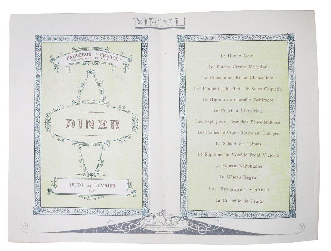 Cie. Gle. Transatlantique Menu